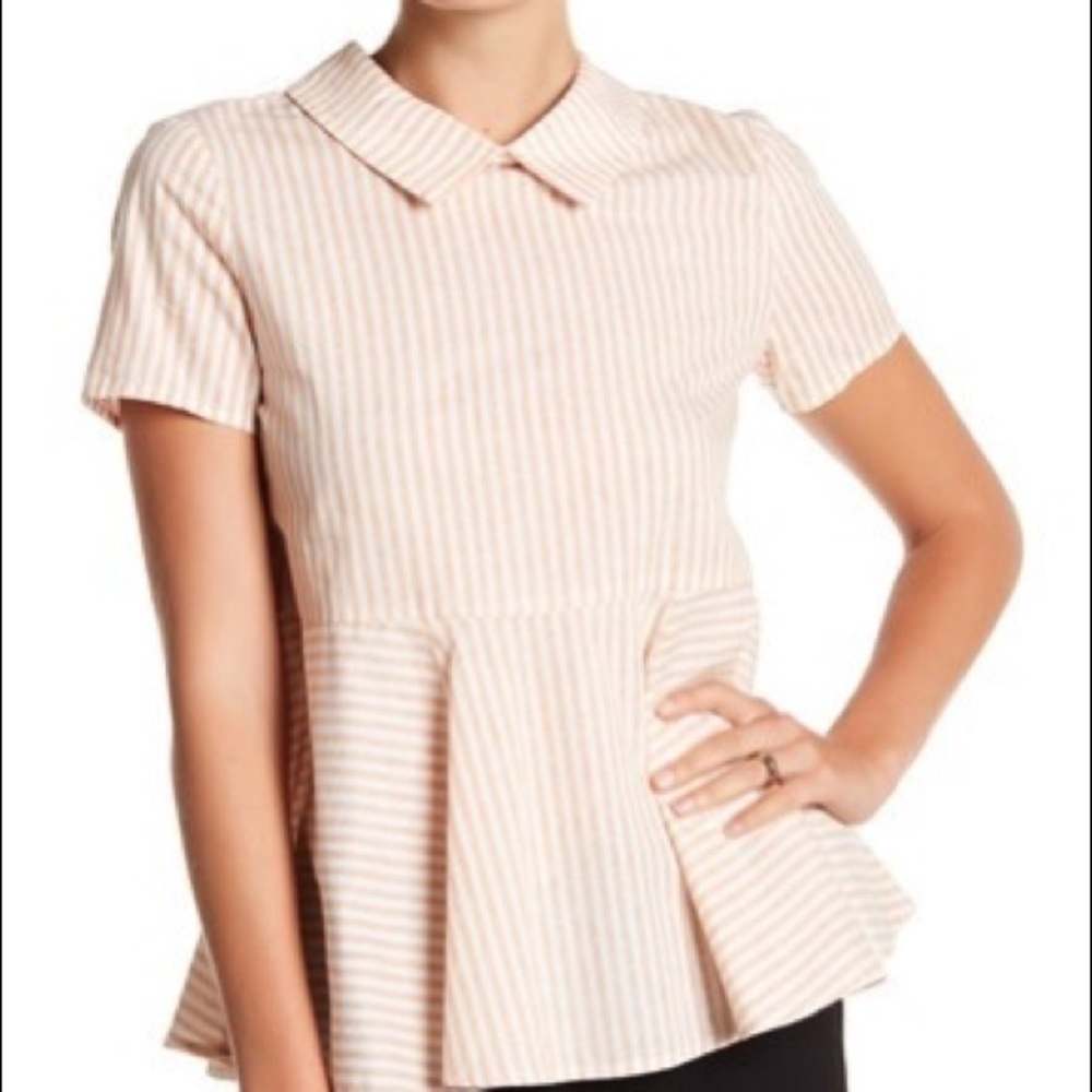 AFTER MARKET Striped Ruffle Peplum Top